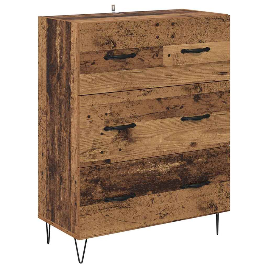Highboard met lade Oud Hout 69,5 x 34 x 180 cm Bewerkt hout