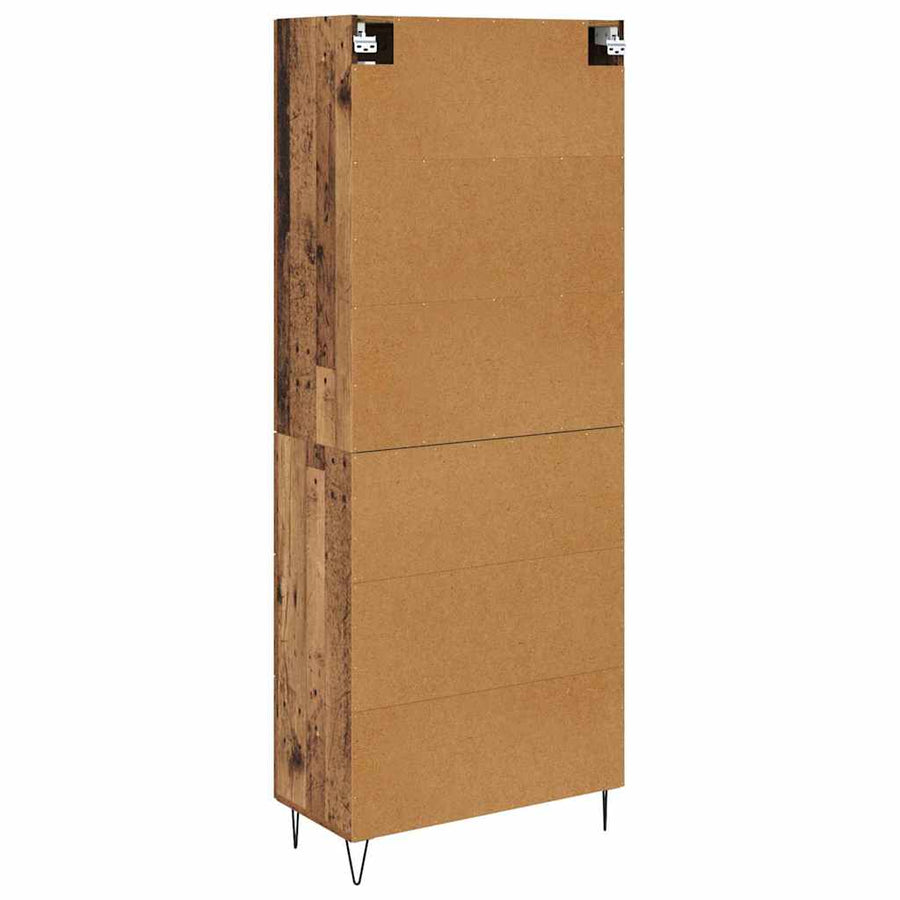 Highboard met lade Oud Hout 69,5 x 34 x 180 cm Bewerkt hout