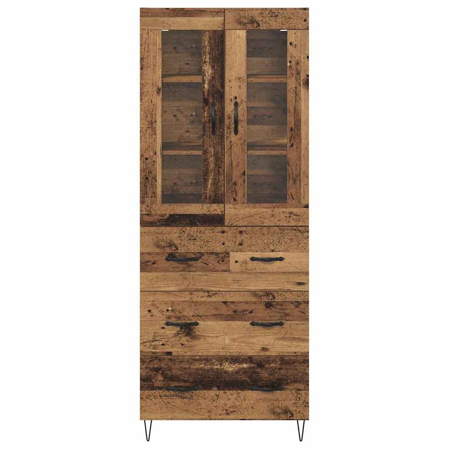 Highboard met lade Oud Hout 69,5 x 34 x 180 cm Bewerkt hout
