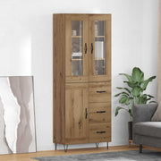 Hoge kast 69,5x34x90 cm bewerkt hout met lade