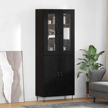 Highboard Wit en Zwart Eiken 69,5 x 34 x 180 cm Bewerkt hout