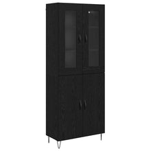 Highboard Wit en Zwart Eiken 69,5 x 34 x 180 cm Bewerkt hout