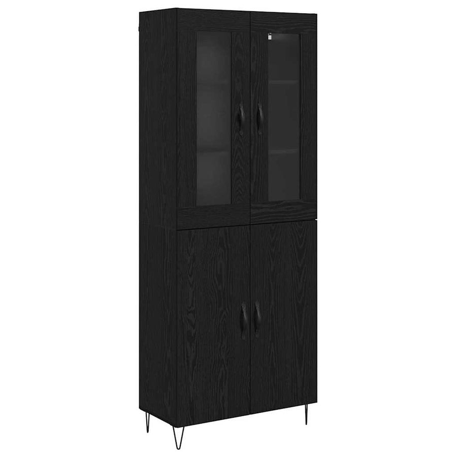 Highboard Wit en Zwart Eiken 69,5 x 34 x 180 cm Bewerkt hout