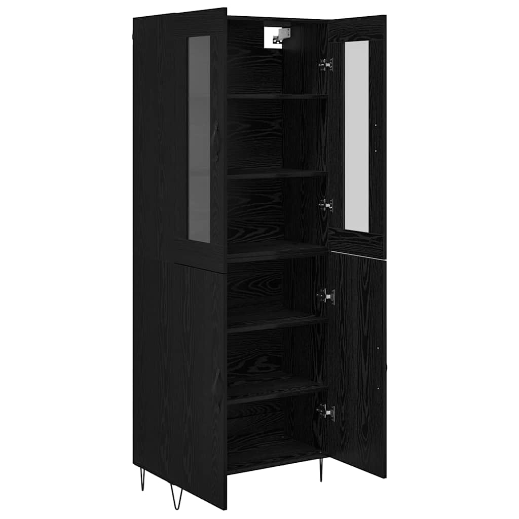 Highboard Wit en Zwart Eiken 69,5 x 34 x 180 cm Bewerkt hout