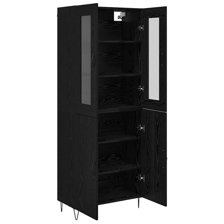 Highboard Wit en Zwart Eiken 69,5 x 34 x 180 cm Bewerkt hout