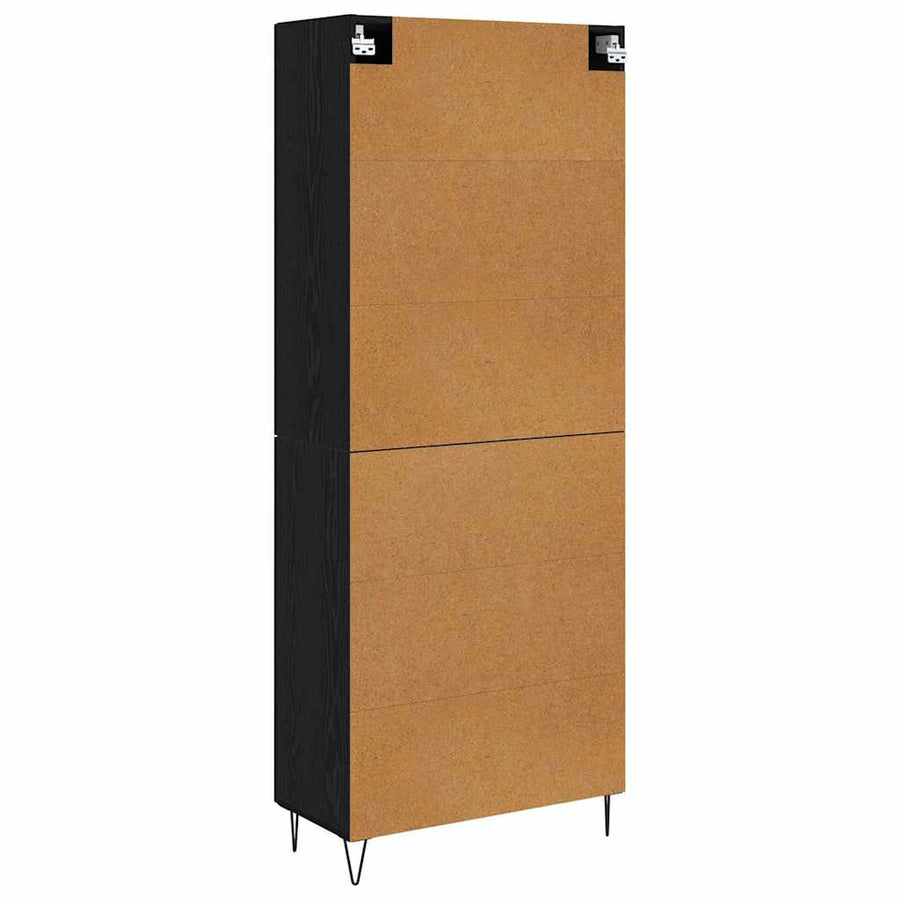 Highboard Wit en Zwart Eiken 69,5 x 34 x 180 cm Bewerkt hout