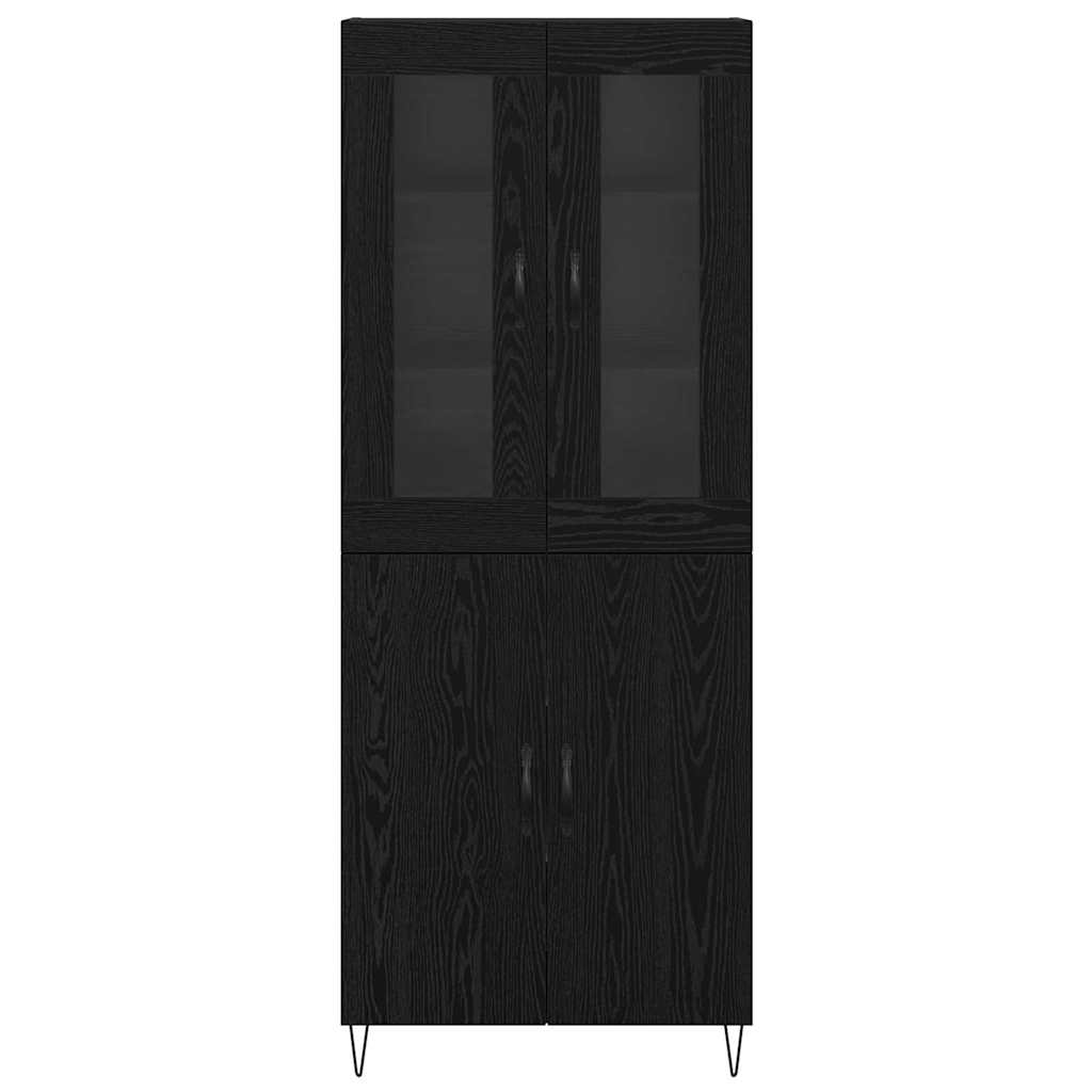 Highboard Wit en Zwart Eiken 69,5 x 34 x 180 cm Bewerkt hout