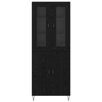 Highboard Wit en Zwart Eiken 69,5 x 34 x 180 cm Bewerkt hout
