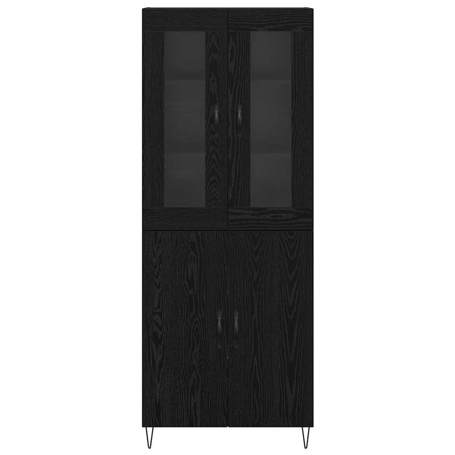 Highboard Wit en Zwart Eiken 69,5 x 34 x 180 cm Bewerkt hout