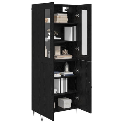 Highboard Wit en Zwart Eiken 69,5 x 34 x 180 cm Bewerkt hout