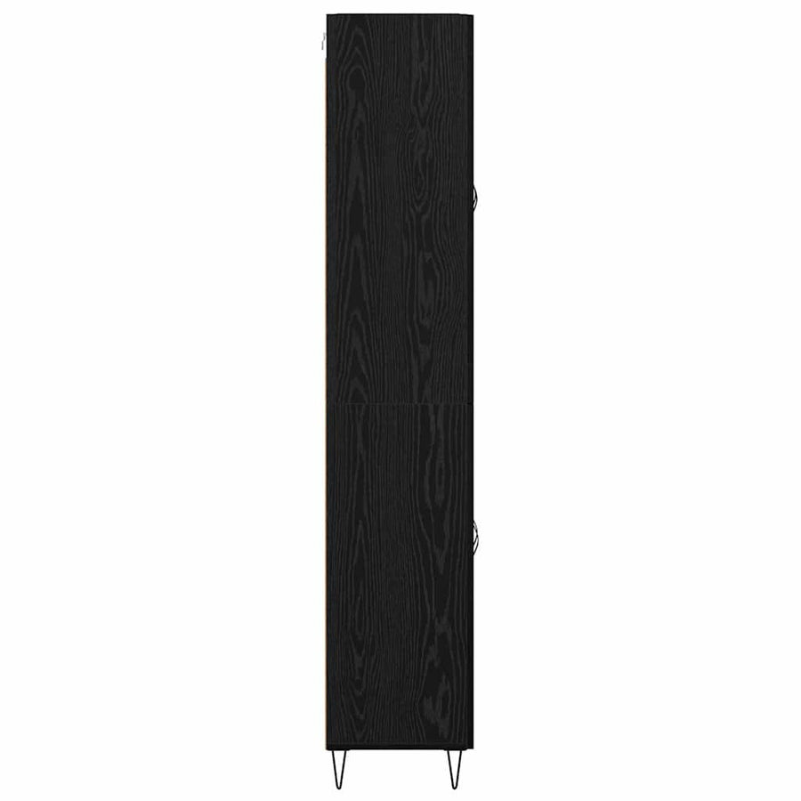 Highboard Wit en Zwart Eiken 69,5 x 34 x 180 cm Bewerkt hout