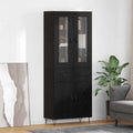 Hoge kast met lade Zwart Eiken 69,5 x 34 x 90 cm Bewerkt hout