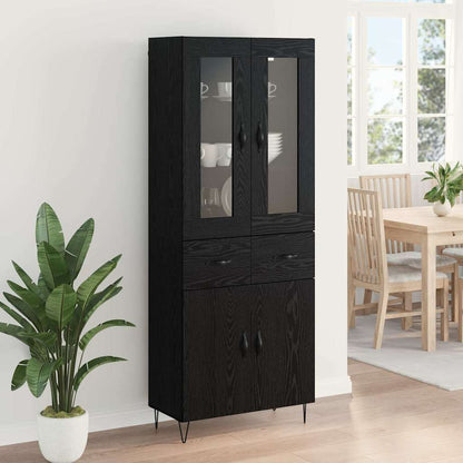 Highboard met lade Zwart Eiken 69,5 x 34 x 180 cm Bewerkt hout