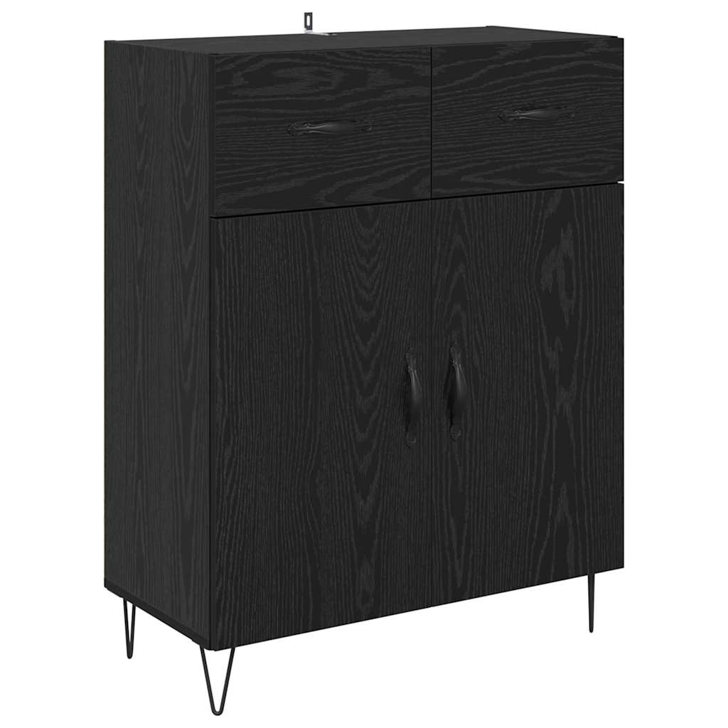 Highboard met lade Zwart Eiken 69,5 x 34 x 180 cm Bewerkt hout