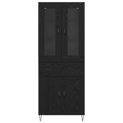 Highboard met lade Zwart Eiken 69,5 x 34 x 180 cm Bewerkt hout