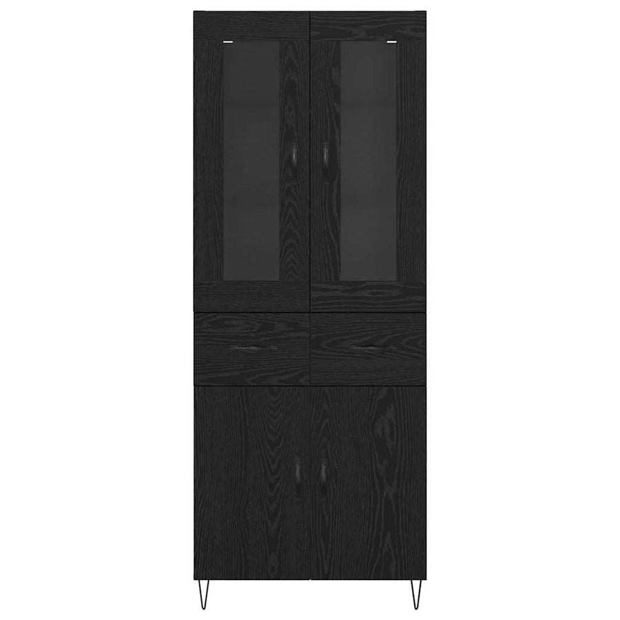 Highboard met lade Zwart Eiken 69,5 x 34 x 180 cm Bewerkt hout