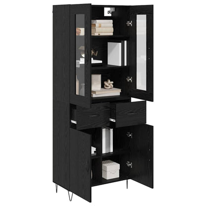 Highboard met lade Zwart Eiken 69,5 x 34 x 180 cm Bewerkt hout