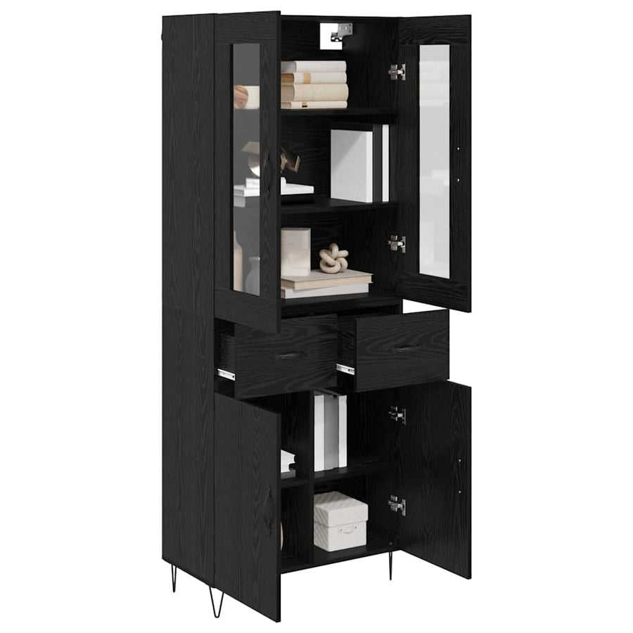 Highboard met lade Zwart Eiken 69,5 x 34 x 180 cm Bewerkt hout