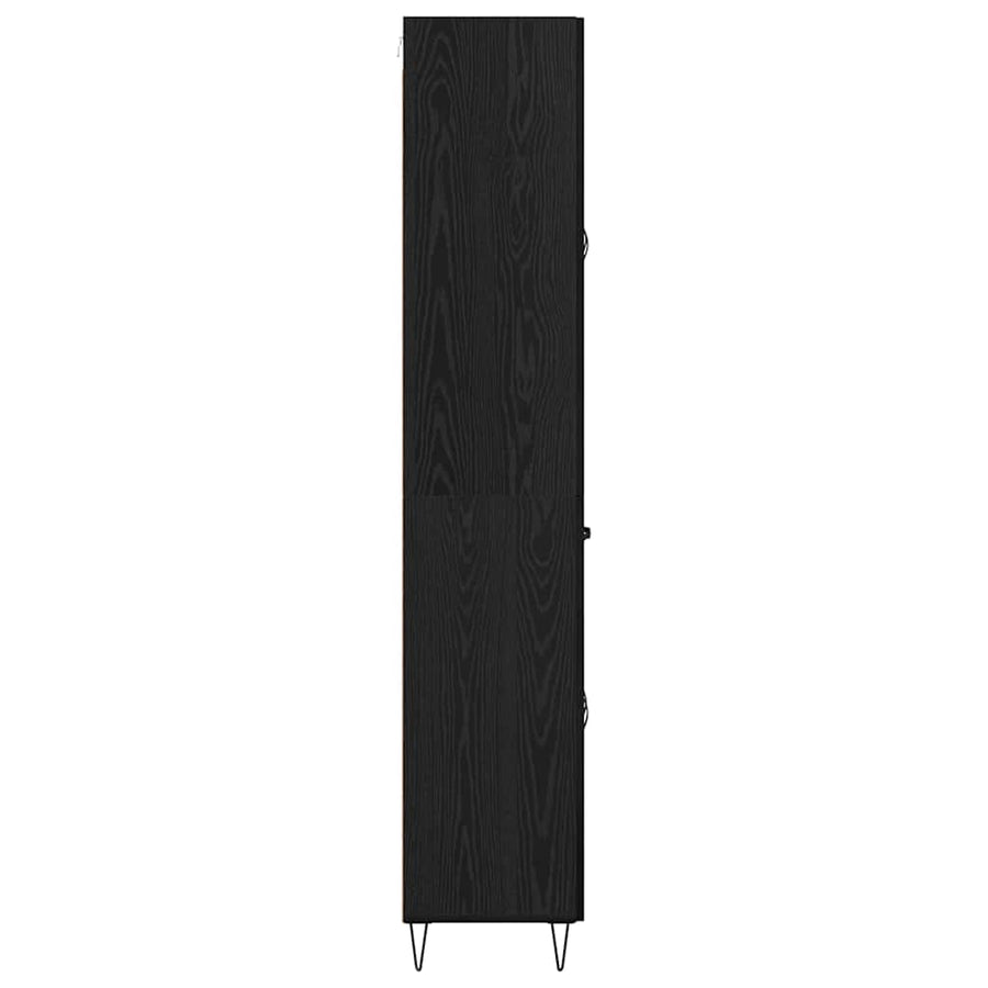 Highboard met lade Zwart Eiken 69,5 x 34 x 180 cm Bewerkt hout