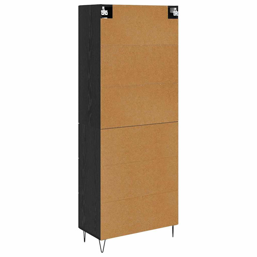 Highboard met lade Zwart Eiken 69,5 x 34 x 180 cm Bewerkt hout