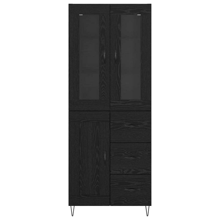 Highboard met lade Zwart Eiken 69,5 x 34 x 180 cm Bewerkt hout