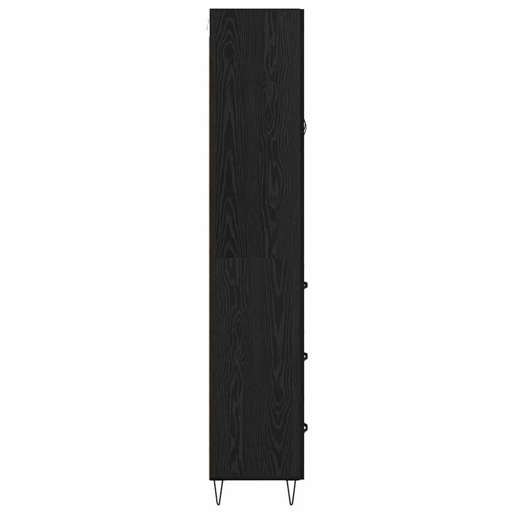 Highboard met lade Zwart Eiken 69,5 x 34 x 180 cm Bewerkt hout