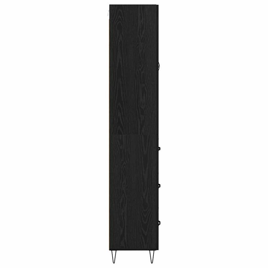 Highboard met lade Zwart Eiken 69,5 x 34 x 180 cm Bewerkt hout