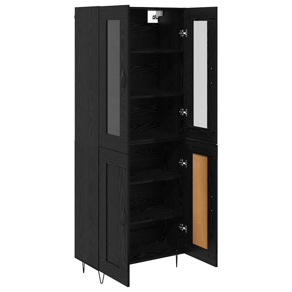 Highboard Zwart Eiken 69,5 x 34 x 180 cm Bewerkt hout