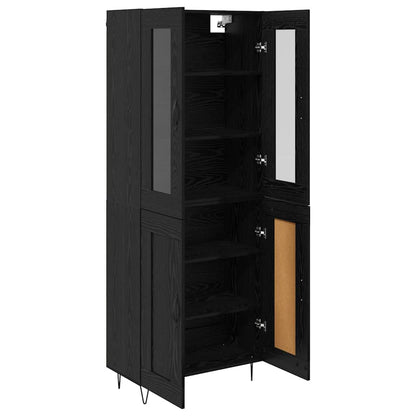 Highboard Zwart Eiken 69,5 x 34 x 180 cm Bewerkt hout