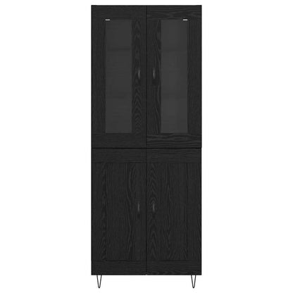 Highboard Zwart Eiken 69,5 x 34 x 180 cm Bewerkt hout