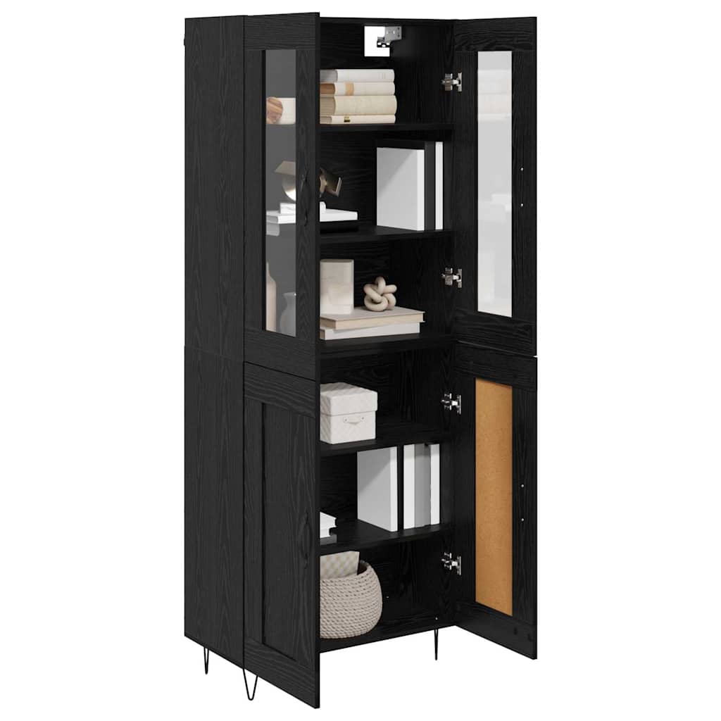 Highboard Zwart Eiken 69,5 x 34 x 180 cm Bewerkt hout