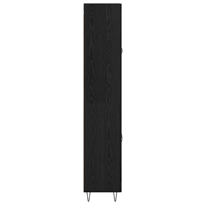 Highboard Zwart Eiken 69,5 x 34 x 180 cm Bewerkt hout