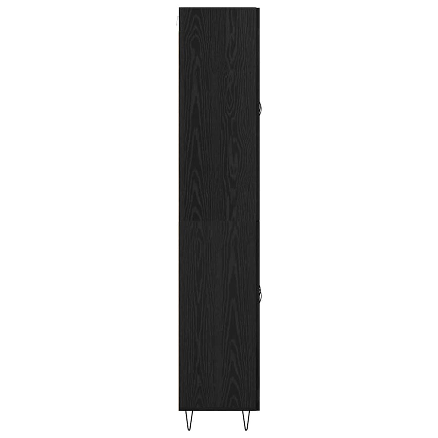 Highboard Zwart Eiken 69,5 x 34 x 180 cm Bewerkt hout