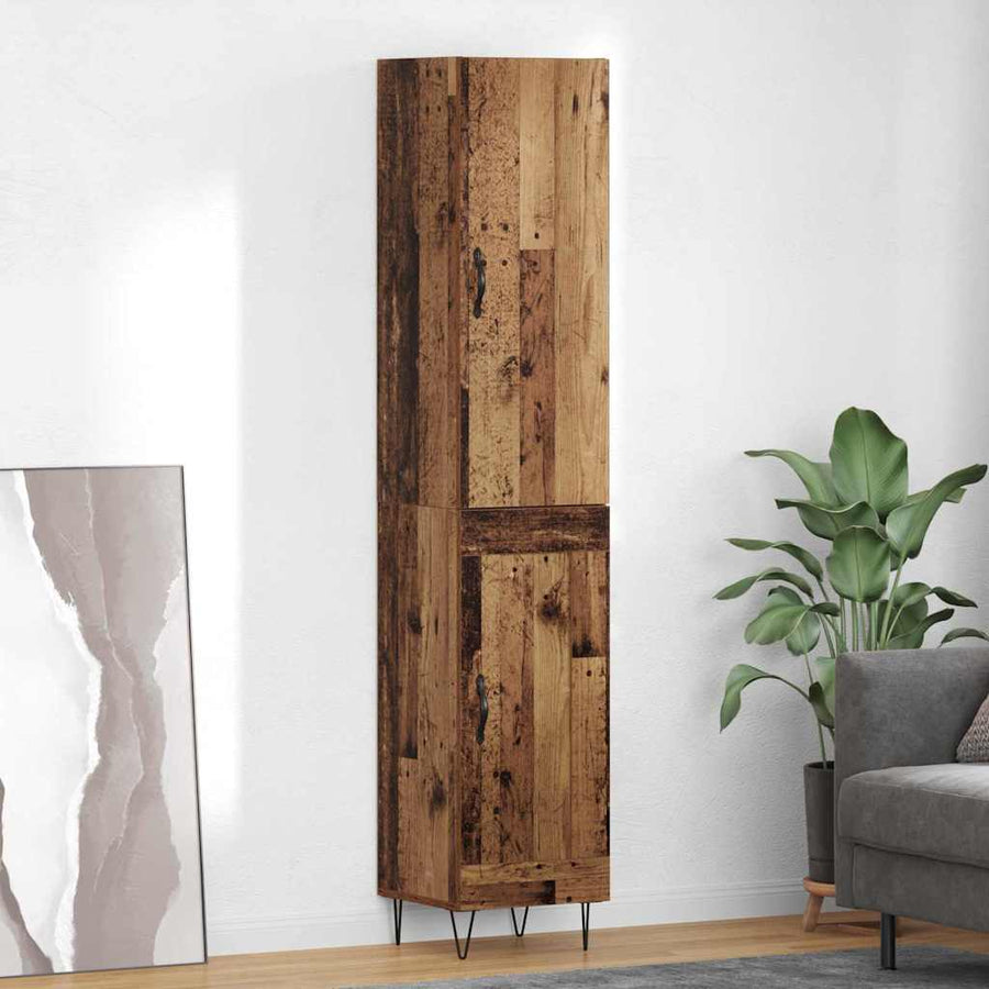 Highboard Oud hout 69,5 x 34 x 180 cm Bewerkt hout