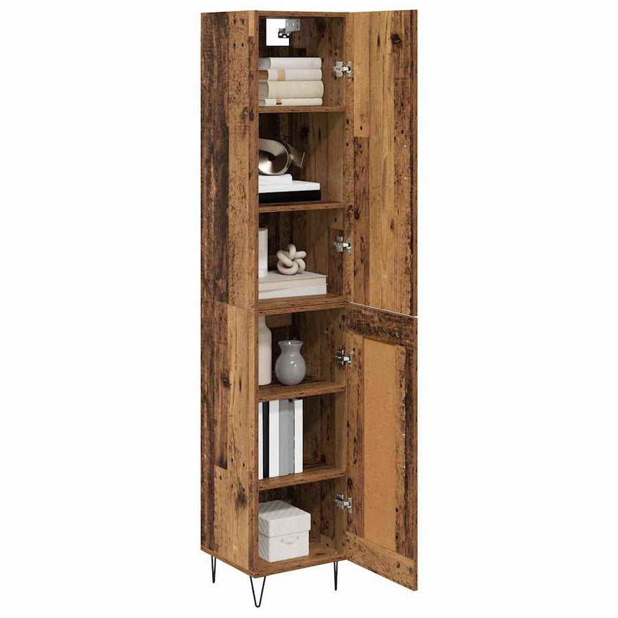 Highboard Oud hout 69,5 x 34 x 180 cm Bewerkt hout
