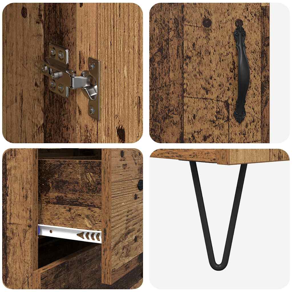 Highboard met lade Oud hout 69,5 x 34 x 180 cm Bewerkt hout