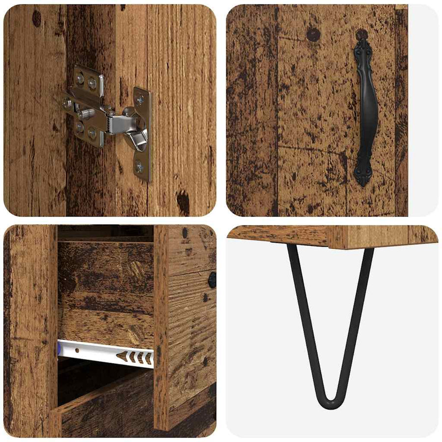 Highboard met lade Oud hout 69,5 x 34 x 180 cm Bewerkt hout