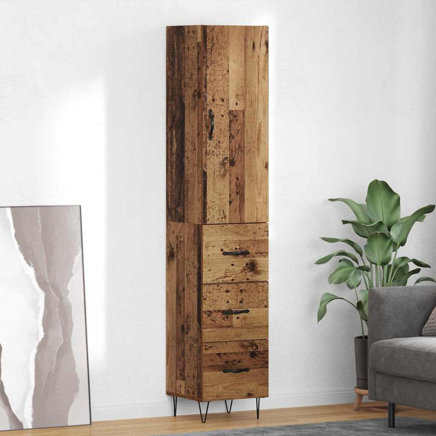 Highboard met lade Oud hout 69,5 x 34 x 180 cm Bewerkt hout