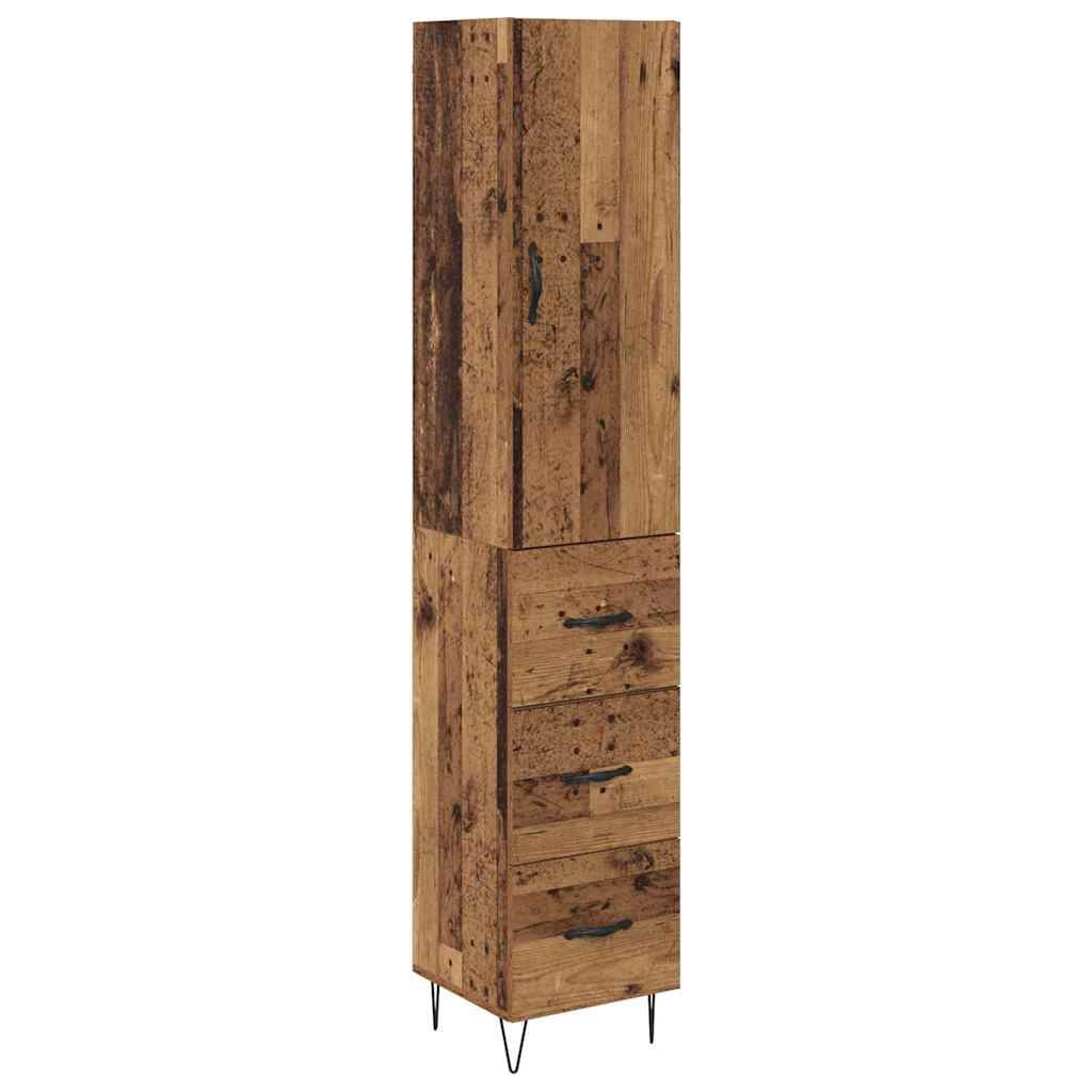 Highboard met lade Oud hout 69,5 x 34 x 180 cm Bewerkt hout