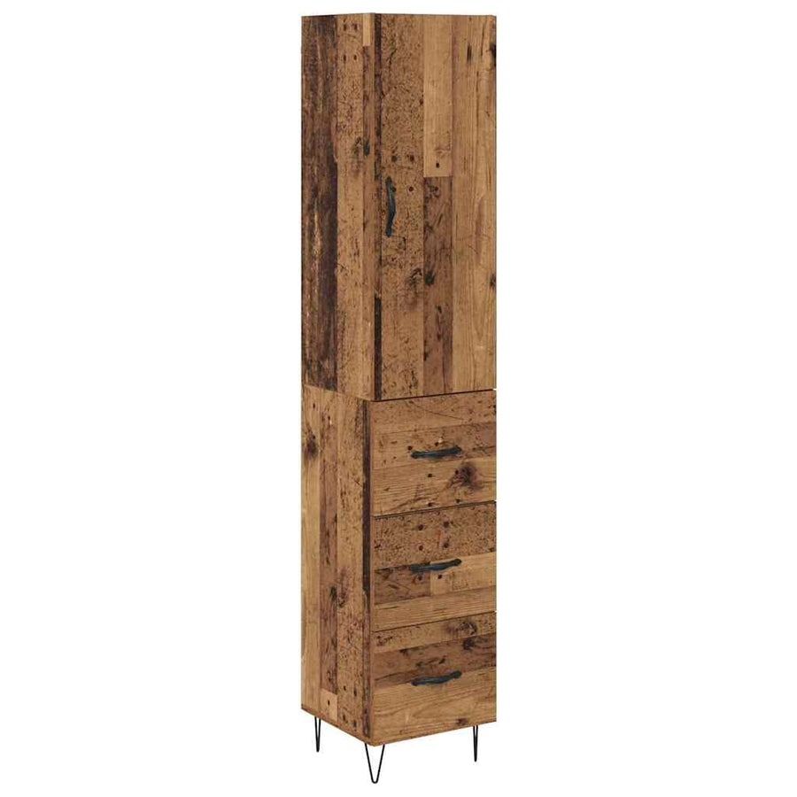 Highboard met lade Oud hout 69,5 x 34 x 180 cm Bewerkt hout