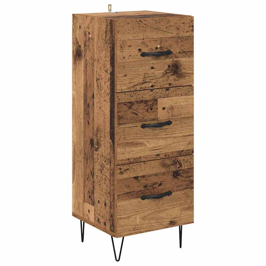 Highboard met lade Oud hout 69,5 x 34 x 180 cm Bewerkt hout
