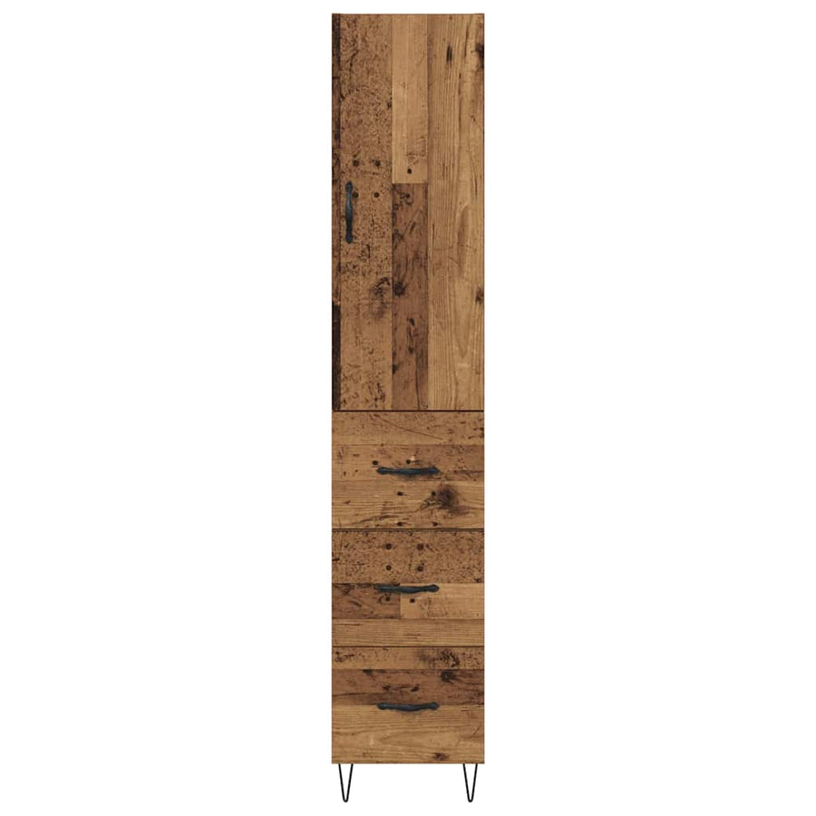 Highboard met lade Oud hout 69,5 x 34 x 180 cm Bewerkt hout