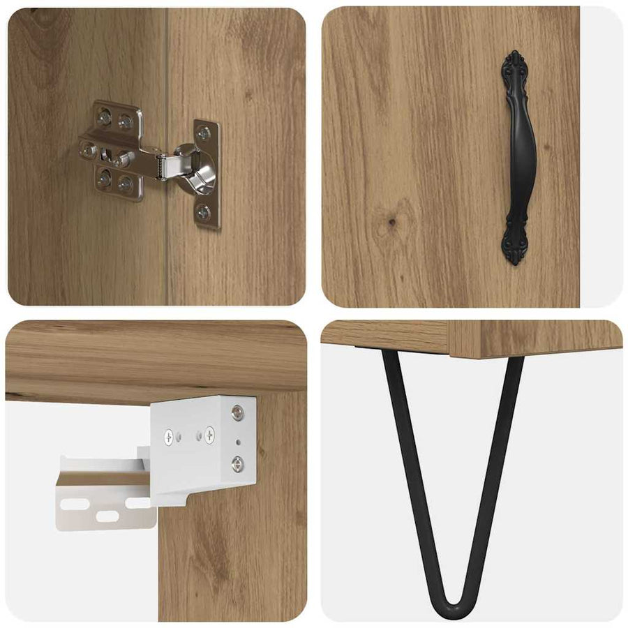 Highboard Artisan Eiken 69,5 x 34 x 180 cm Bewerkt hout