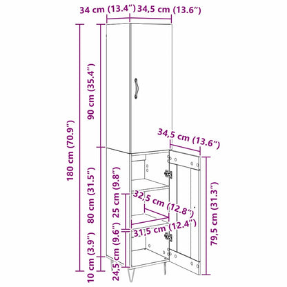 Highboard Artisan Eiken 69,5 x 34 x 180 cm Bewerkt hout
