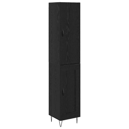 Highboard Zwart Eiken 69,5 x 34 x 180 cm Bewerkt hout