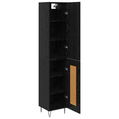 Highboard Zwart Eiken 69,5 x 34 x 180 cm Bewerkt hout