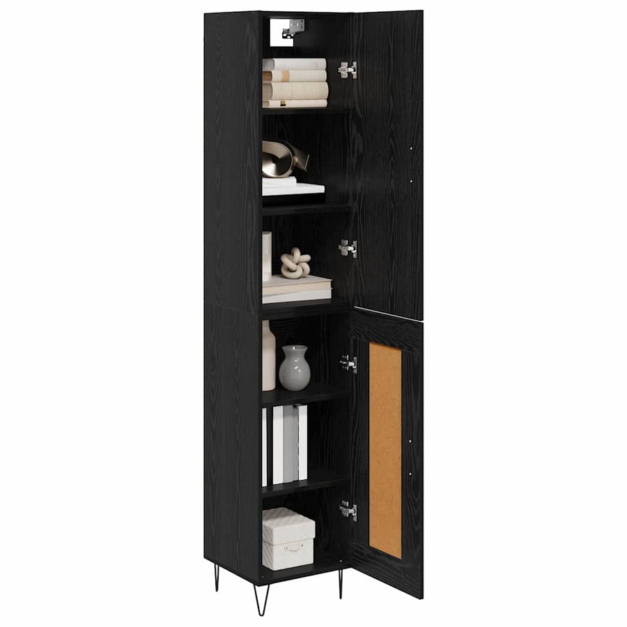 Highboard Zwart Eiken 69,5 x 34 x 180 cm Bewerkt hout