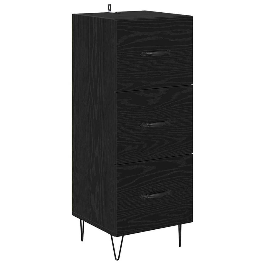 Highboard met lade Zwart Eiken 69,5 x 34 x 180 cm Bewerkt hout