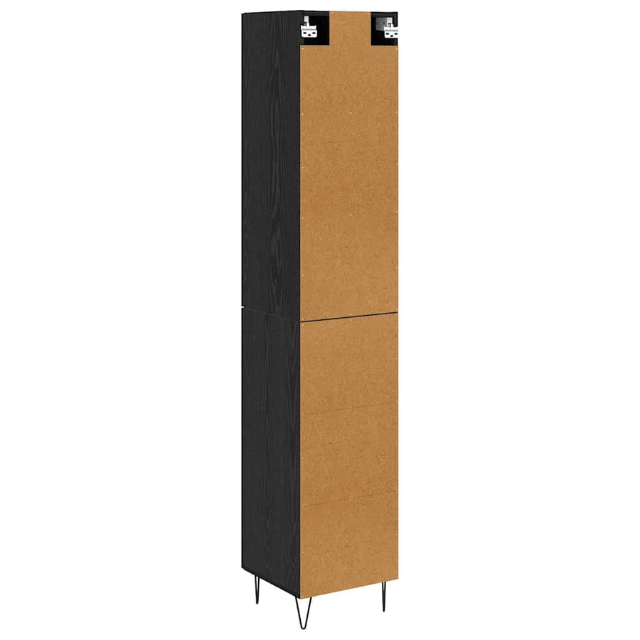 Highboard met lade Zwart Eiken 69,5 x 34 x 180 cm Bewerkt hout