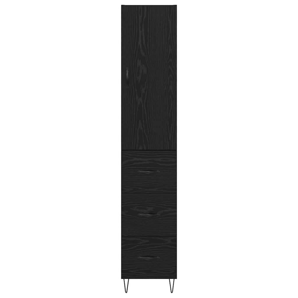 Highboard met lade Zwart Eiken 69,5 x 34 x 180 cm Bewerkt hout